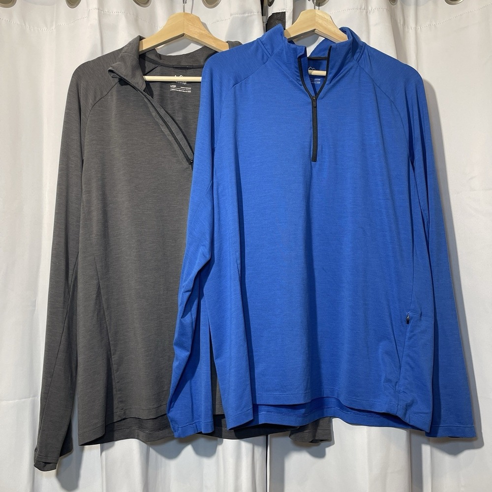 REI Co-op Blue Gray Active Pursuits 1/4 Quarter Zip Stretch Top Womens Large Lot